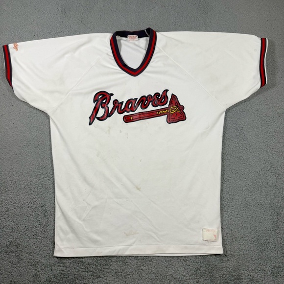 Vintage Rowlings White & red Atlanta Braves baseball jersey XL USA MADE 0354 - Picture 1 of 8